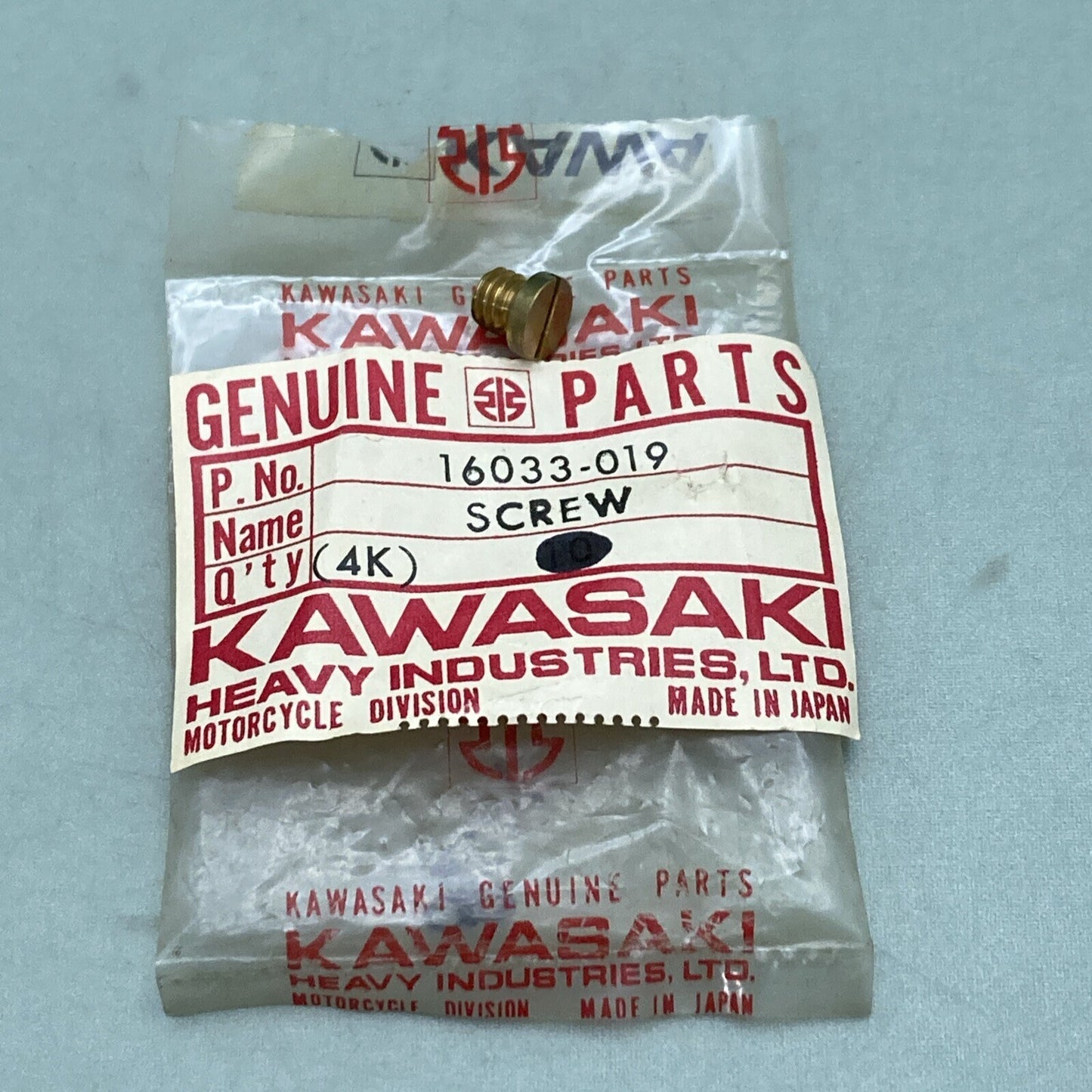 QTY 7 NEW GENUINE KAWASAKI 16033-019 CARBURETOR SCREW,PLUG