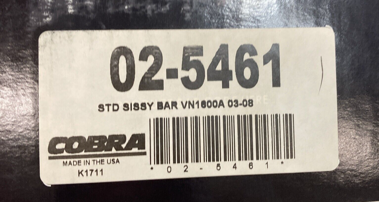 NEW COBRA 02-5461 STANDARD SISSY BAR VN1600A 03-08