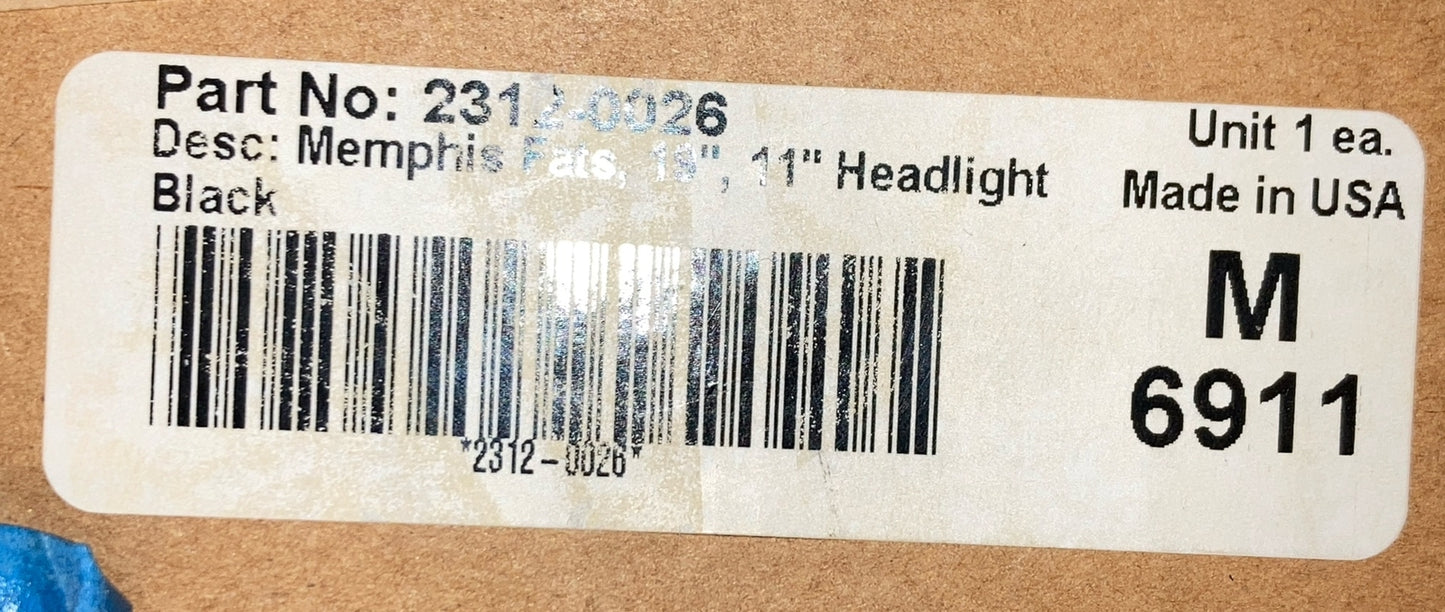 NEW MEMPHIS SHADES 2312-0026 19" FATS, 11" HEADLIGHT BLACK GRADIENT WINDSHIELD