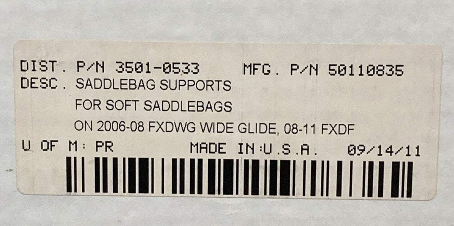 NEW KHROME WERKS 3501-0533 SADDLEBAG SUPPORTS 06-08 FXDWG WIDE GLIDE 08-11 FXDF
