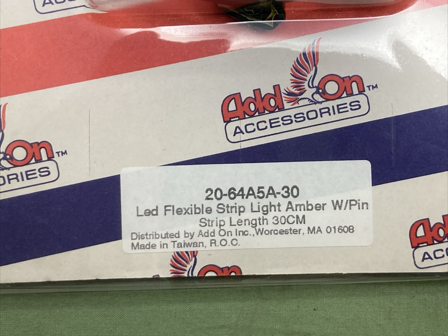 NEW ADD ON ACCESSORIES 20-64A5A-30 FLEXIBLE LED STRIP LIGHT AMBER W/ PIN 30CM