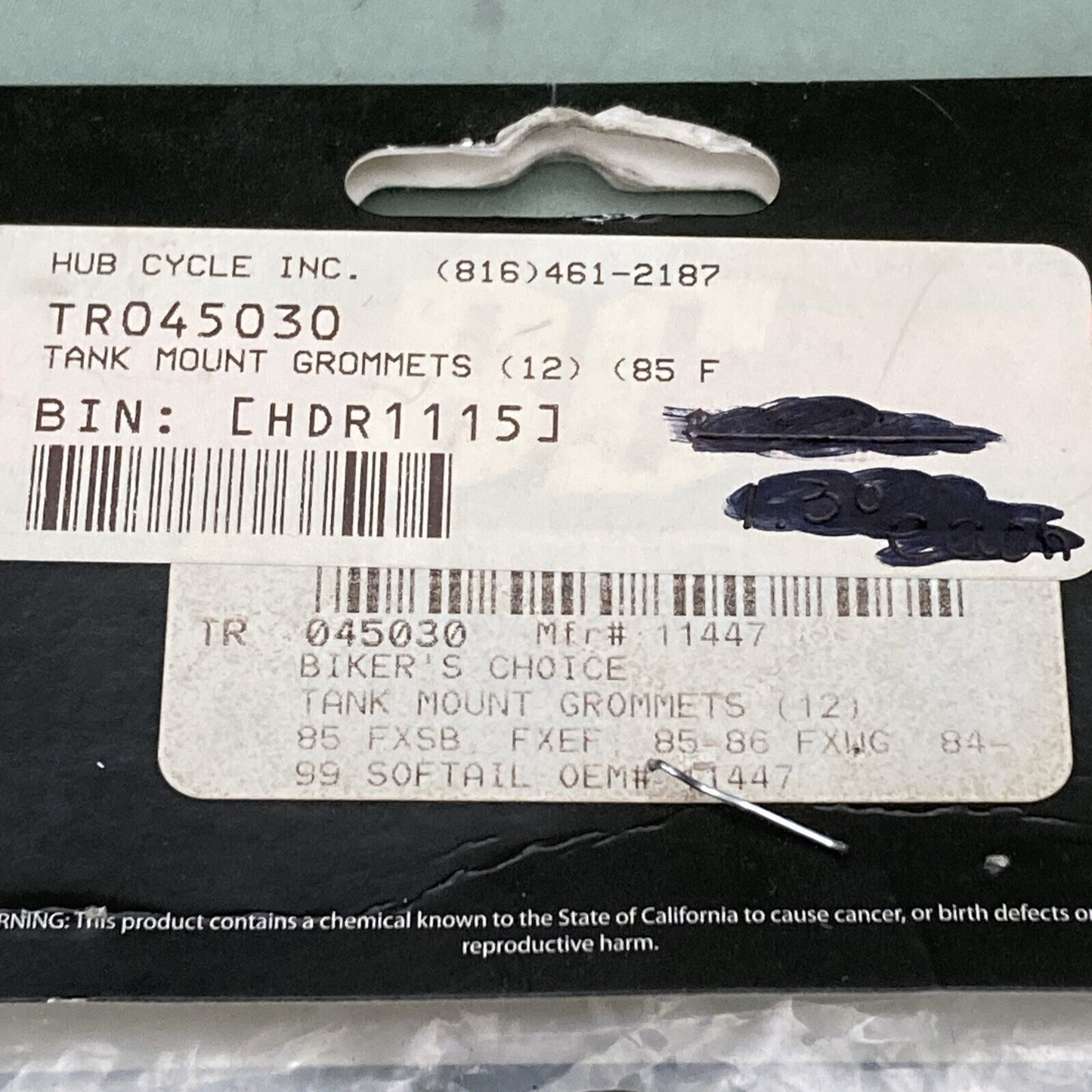 NEW BIKER'S CHOICE TR045030 TANK MOUNT GROMMET 11447