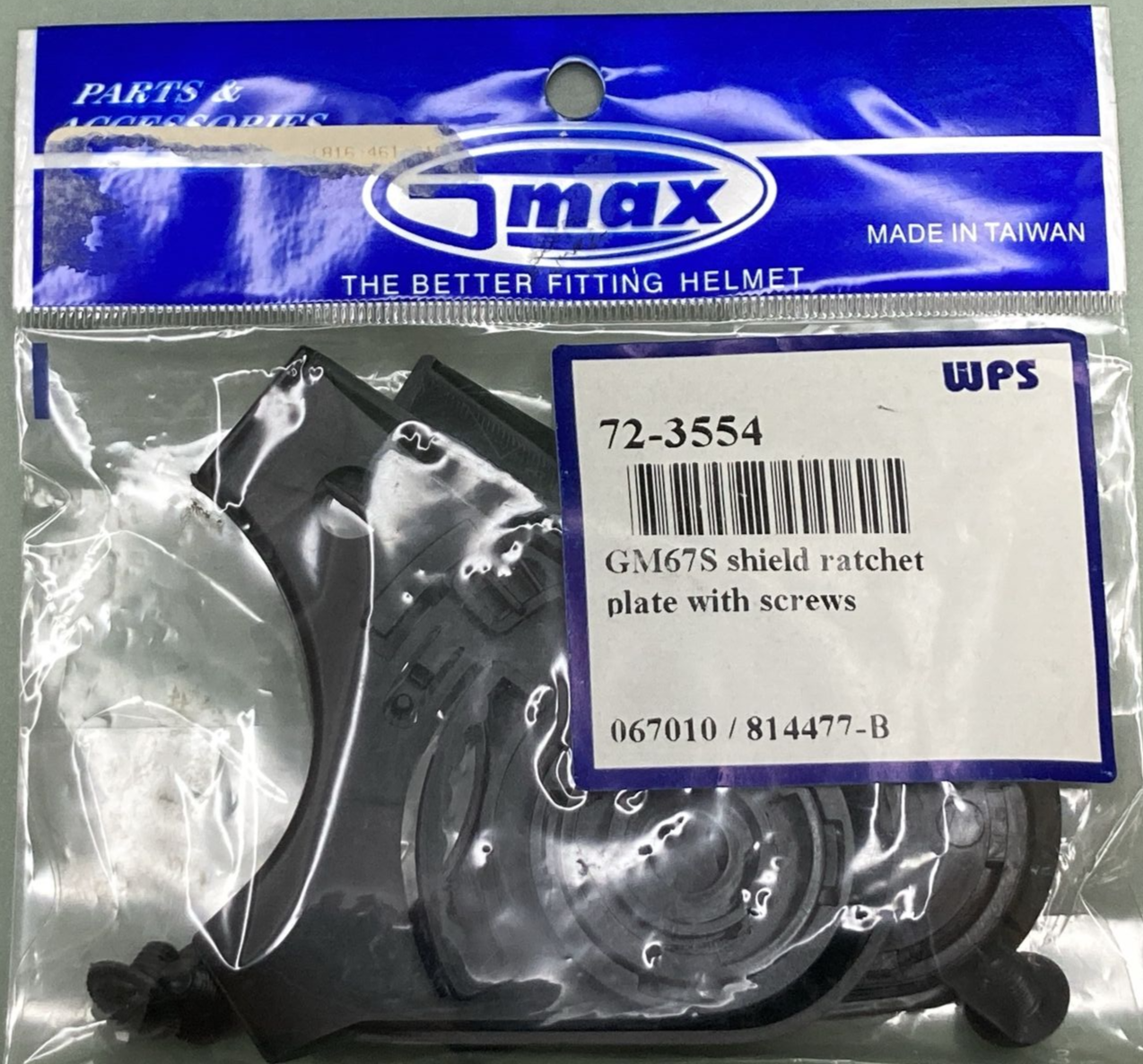 NEW GENUINE GMAX 067010 SHIELD RATCHET PLATE W/ SCREWS GM67S (WPS 72-3554)
