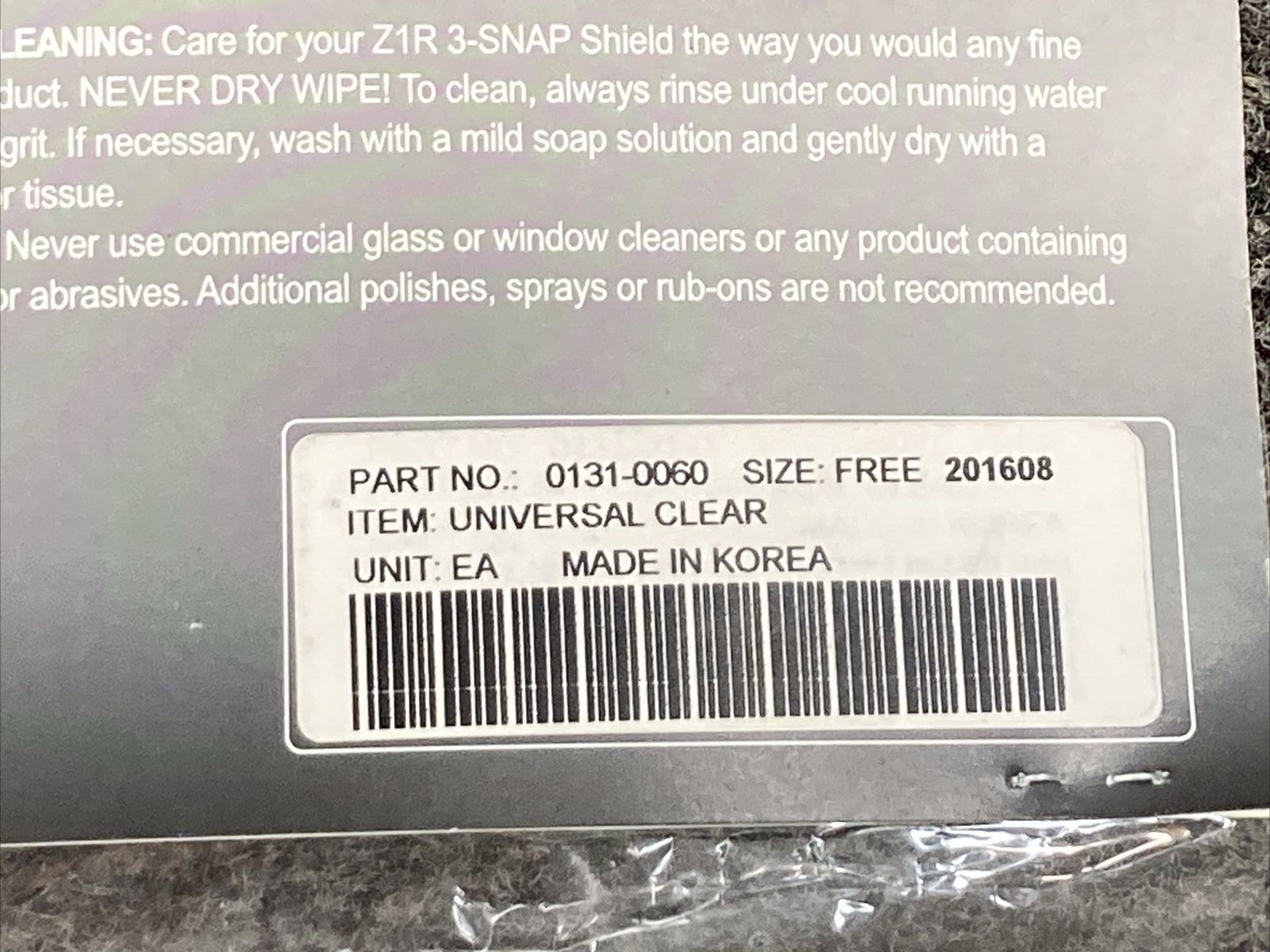 NEW Z1R 0131-0060 HELMET VISOR SHIELD CLEAR UNIVERSAL 3 SNAP W/ HARDWARE