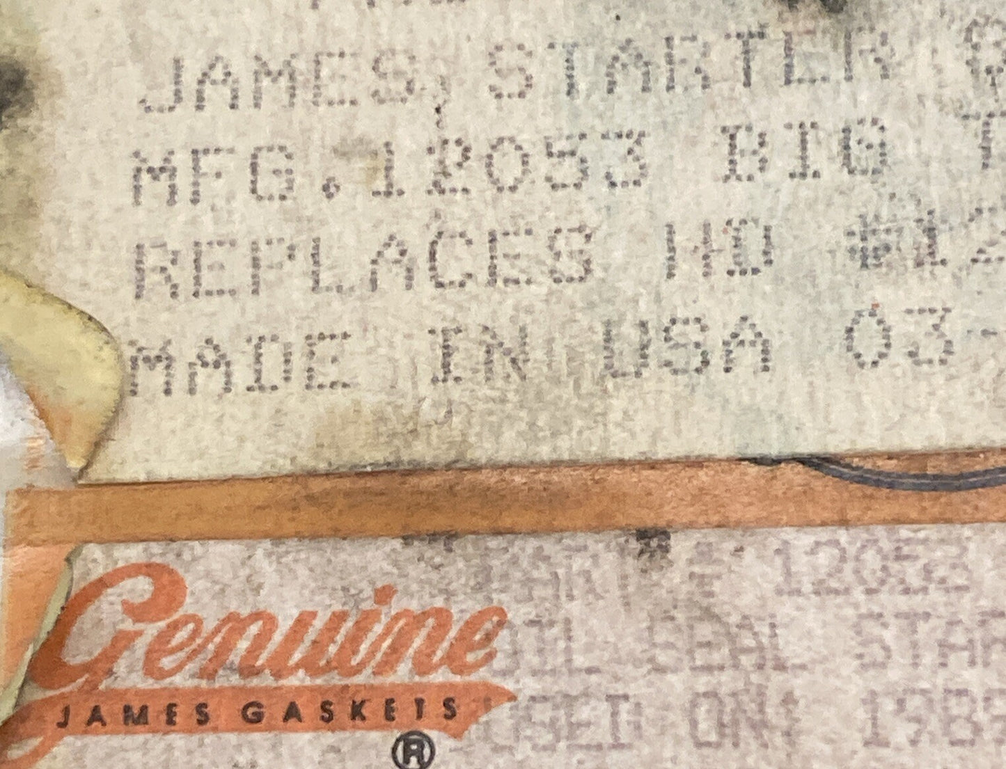 NEW GENUINE JAMES GASKETS 12053 STARTER SHAFT OIL SEAL REPLACES HARLEY 12053