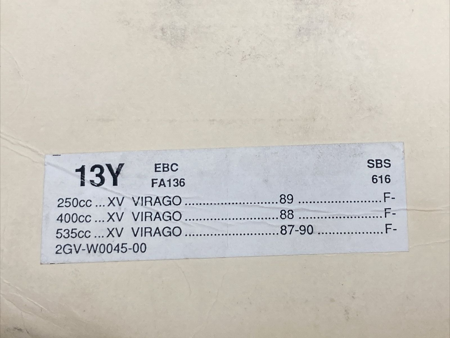 NEW SUPERCYCLE 13Y BRAKE PAD SET ORGANIC YAMAHA
