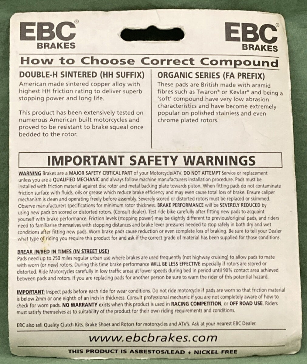 NEW EBC BRAKES FA24 Organic Front Brake Pads
