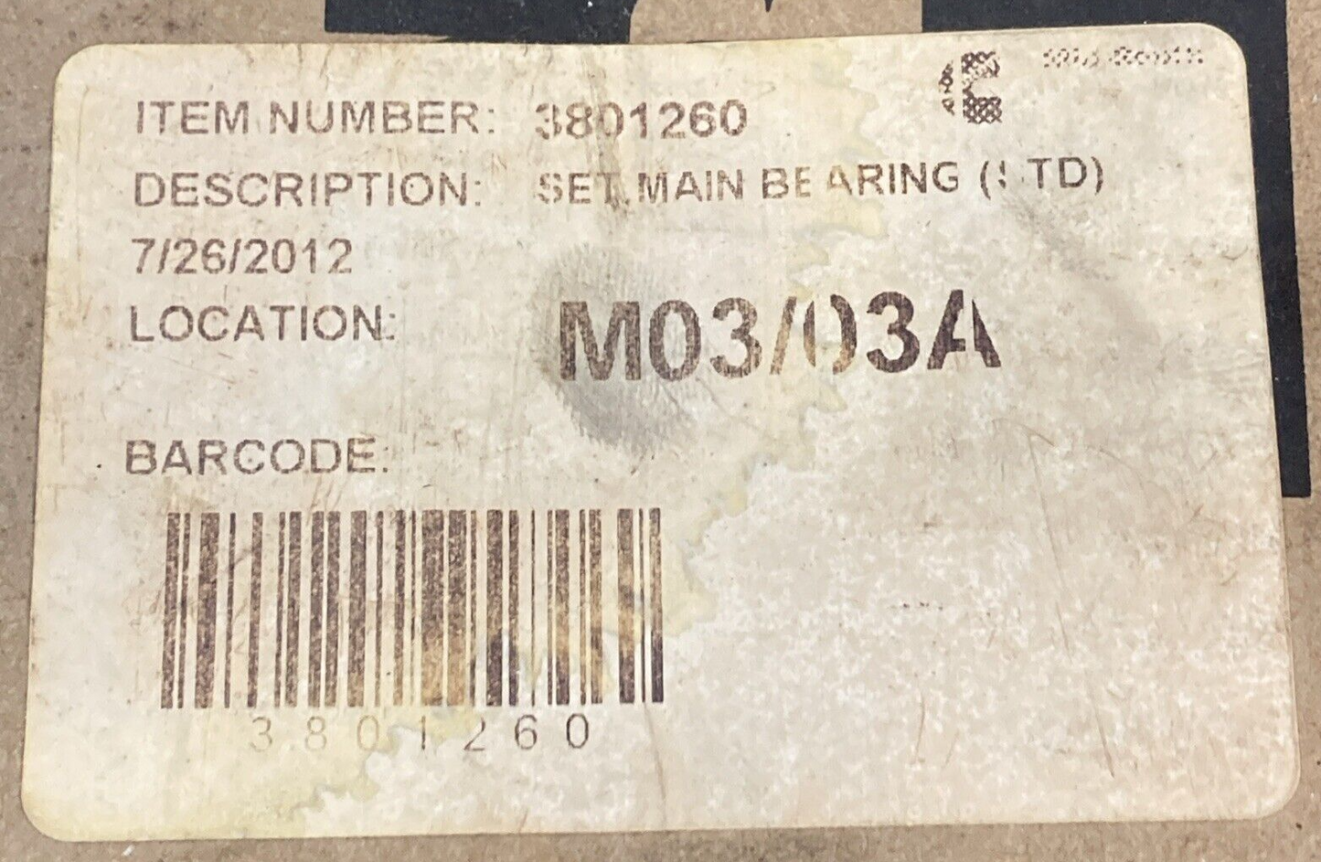 NEW GENUINE CUMMINS 3801260 Engine Crankshaft Main Bearing Set