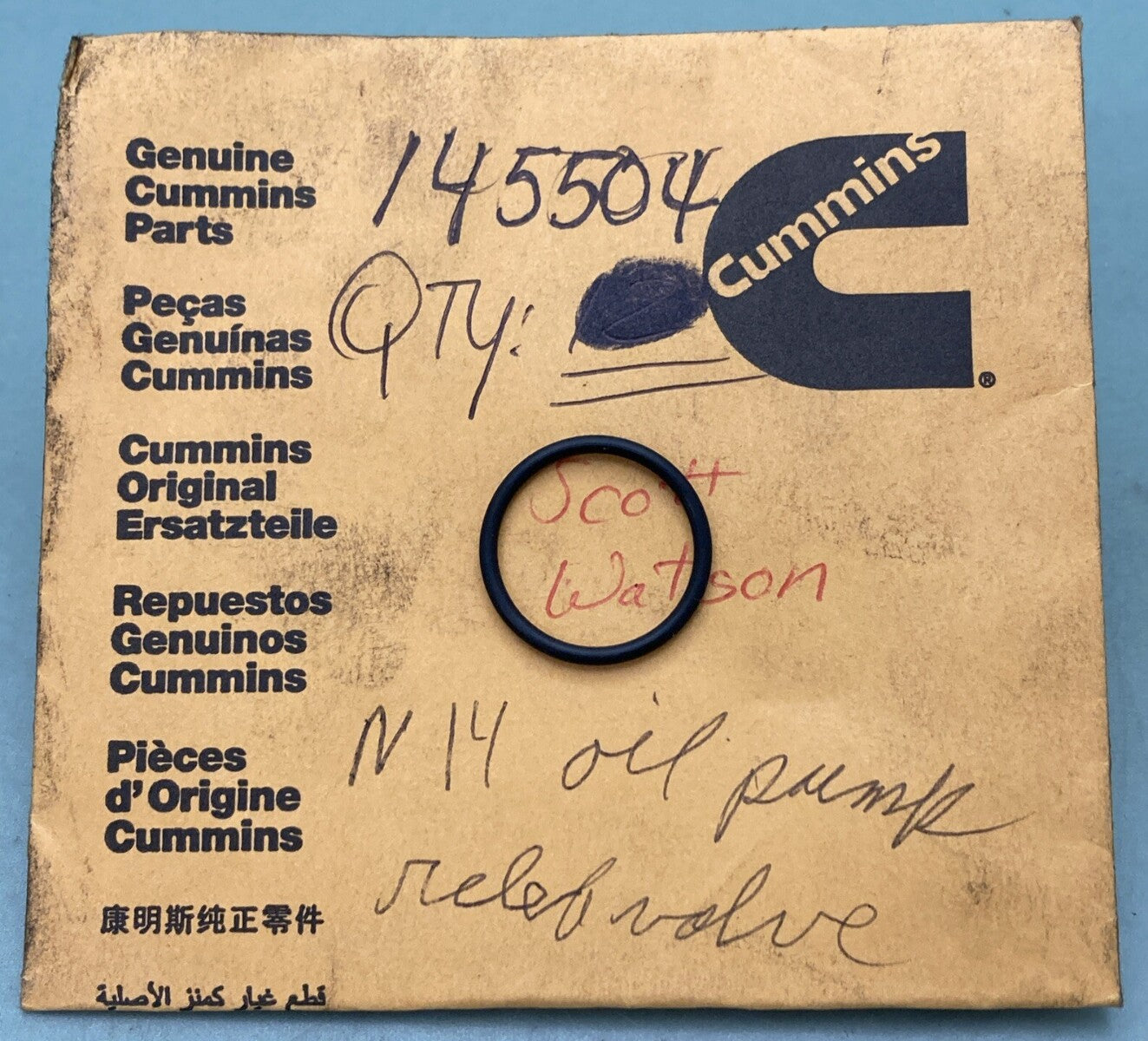 NEW GENUINE CUMMINS 145504 SEAL/O-RING