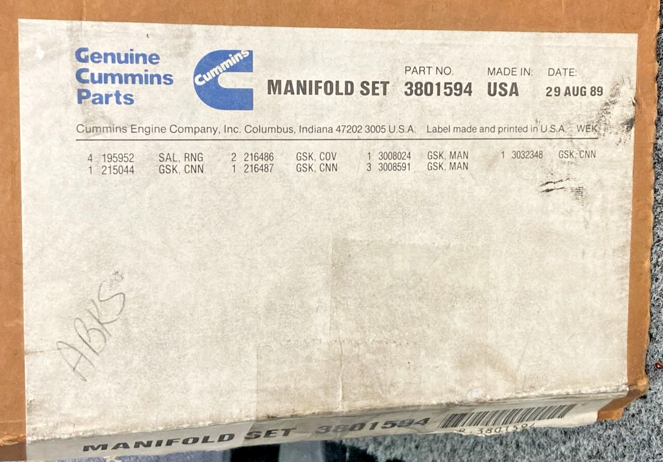 NEW CUMMINS 3801594 AFTERCOOLER GASKET KIT