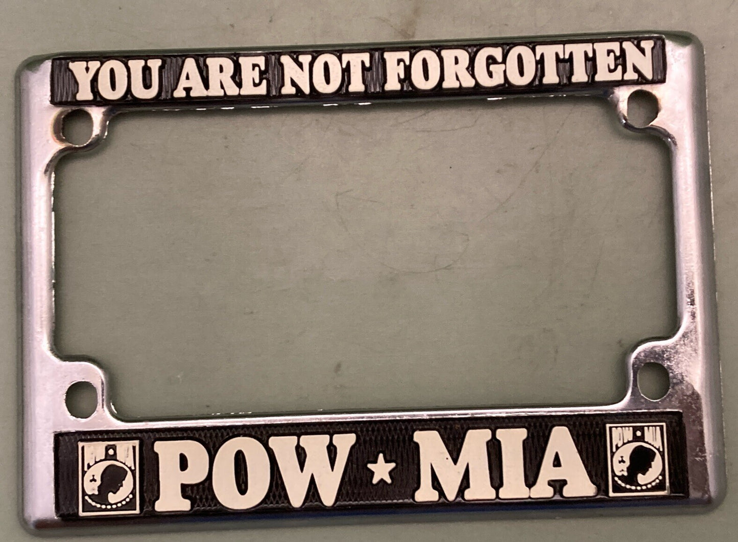 POW*MIA Metal Motorcycle Tag Frame
