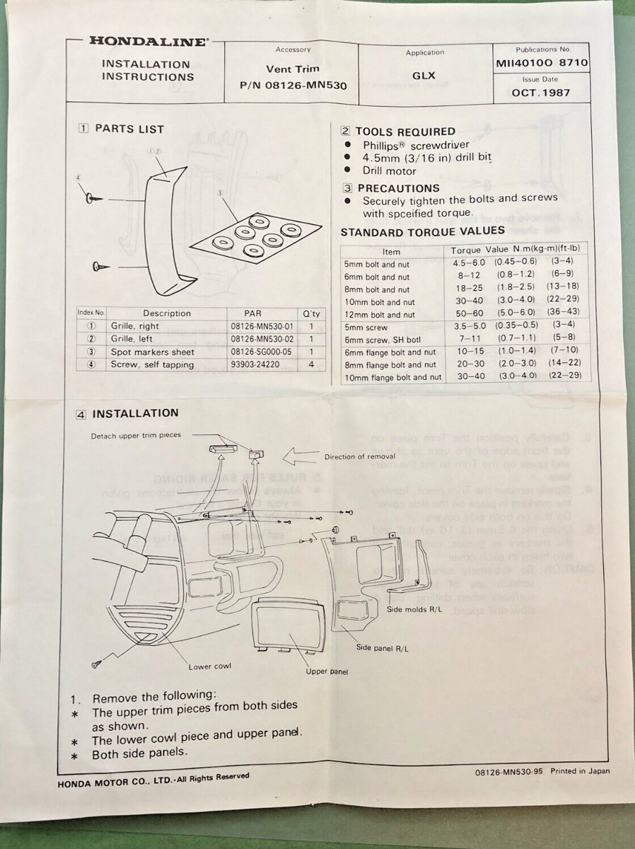 NEW GENUINE HONDA 08126-MT230D TRIM EXIT VENT WINE