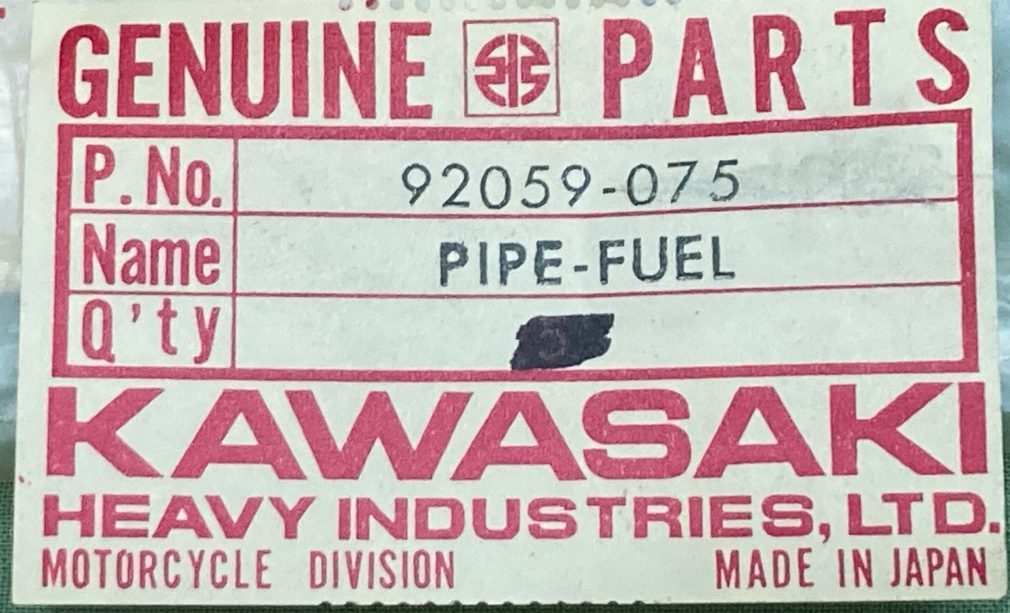 NEW GENUINE KAWASAKI 92059-075 FUEL, OIL PIPE