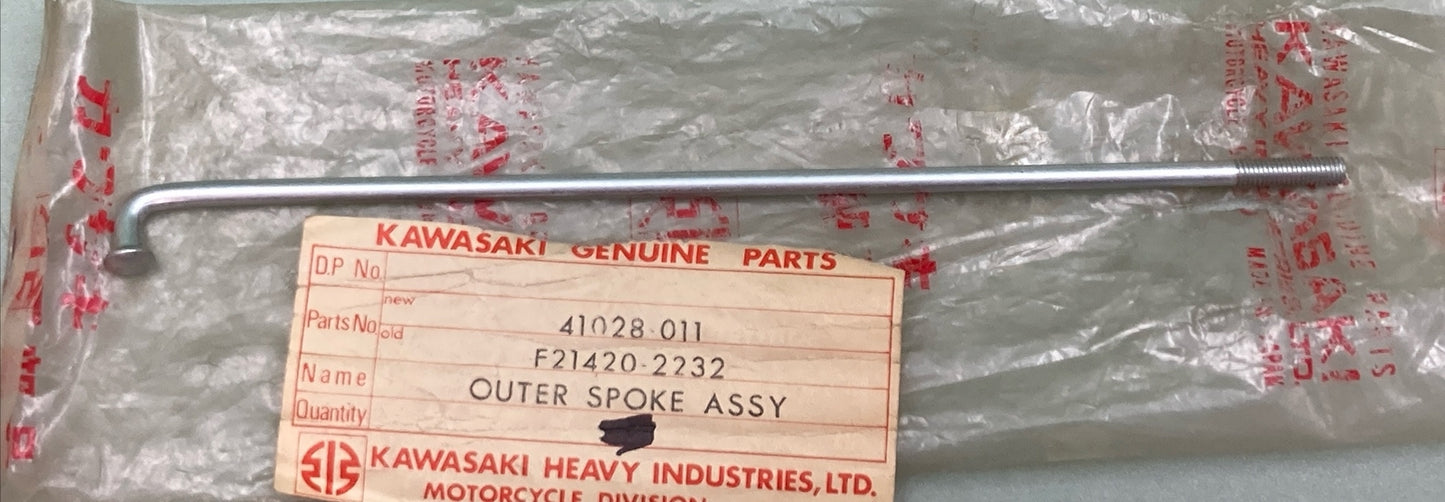 NEW GENUINE KAWASAKI 41028-011 SPOKE REAR OUTER #9X160.5MMX83 NO NIPPLES