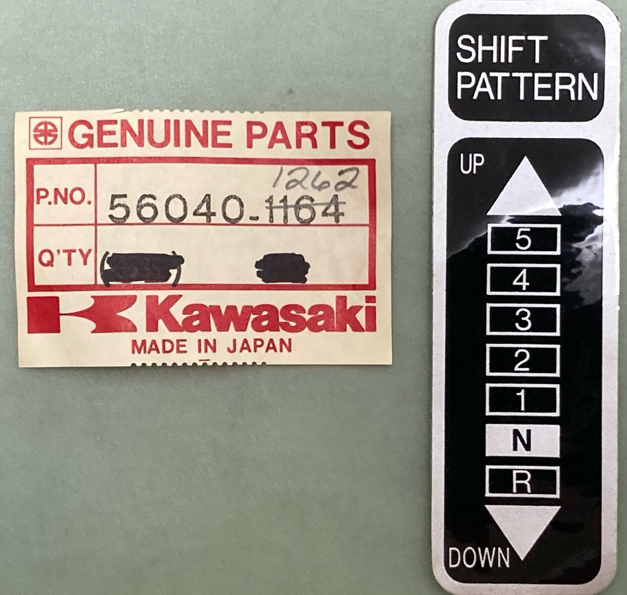 NEW GENUINE KAWASAKI 56040-1164 SHIFT PATTERN LABEL SUPERSEDE 56040-1262