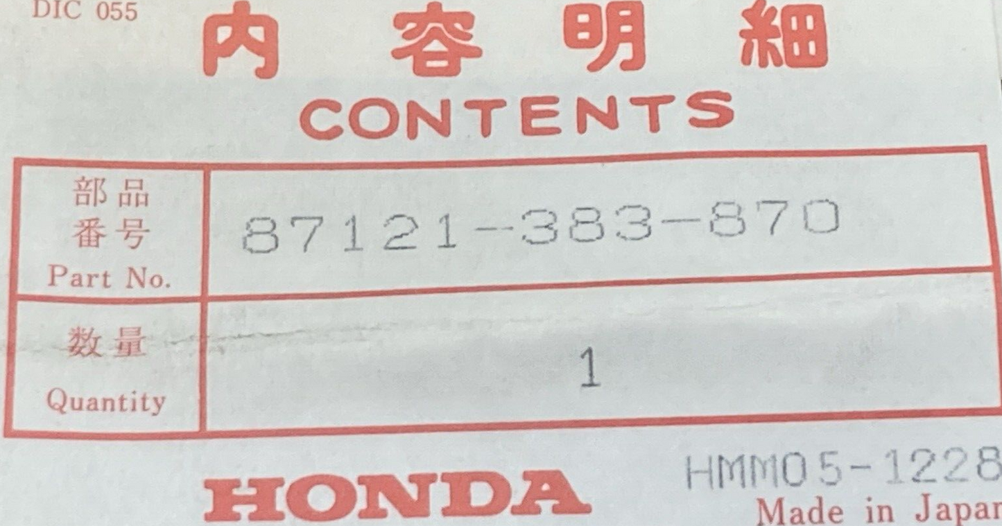NEW GENUINE HONDA 87121-383-870 EMBLEM FUEL TANK "HONDA" GOLD & BLACK