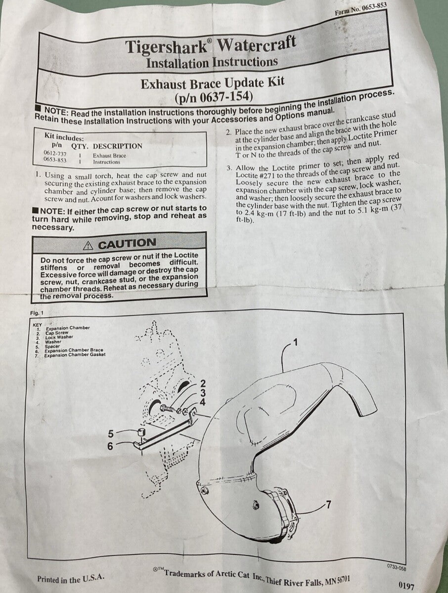 NEW GENUINE ARCTIC CAT TIGERSHARK 0637-154 UPDATE KIT, EXPANSION CHAMBER-97MC770
