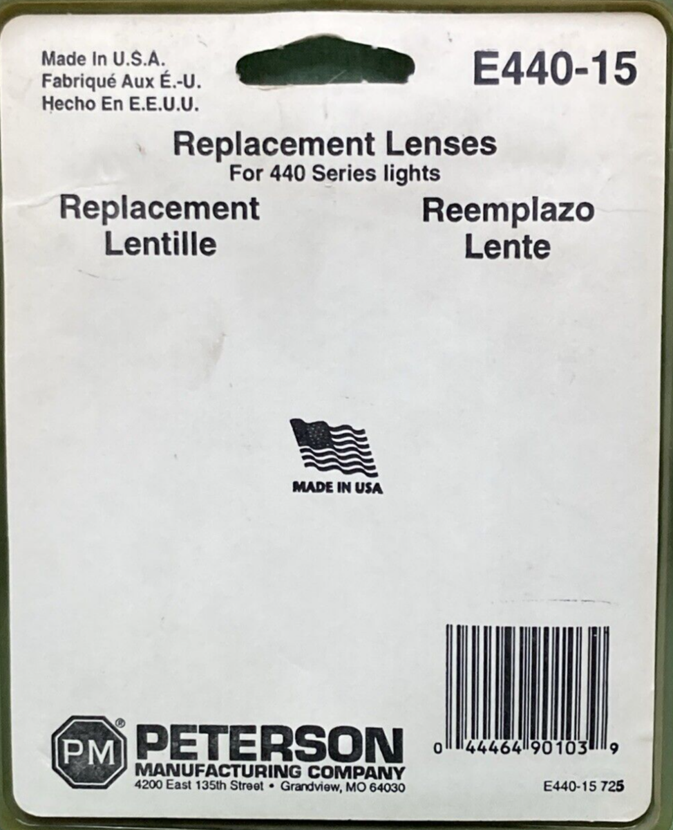NEW PETERSON E440-15 REPLACEMENT LENSES 440 LIGHT SERIES SET OF 3