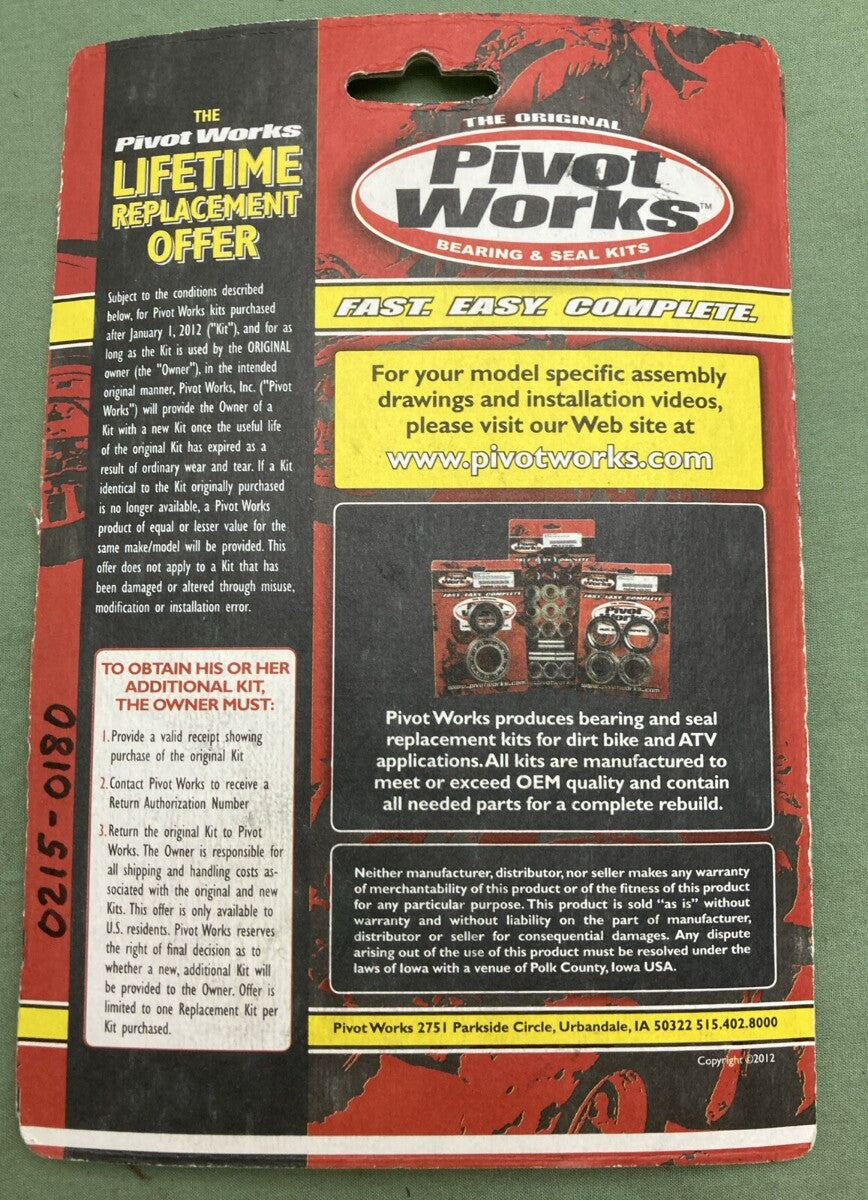 NEW PIVOT WORKS PWFWK-S16-400 FRONT WHEEL BEARING KIT SUZUKI