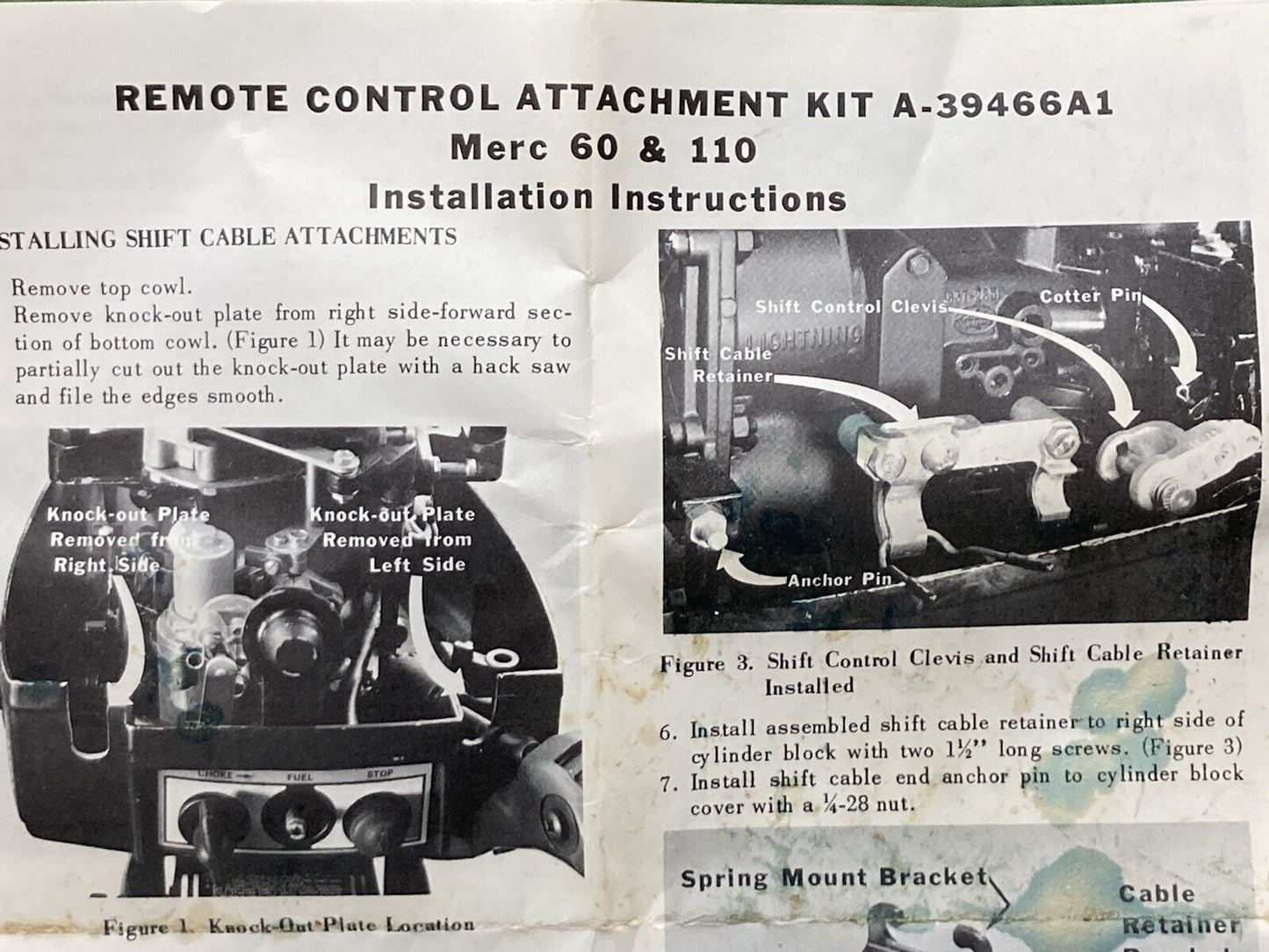 NEW GENUINE MERCURY 39660A1 REMOTE CONTROL ATTACHMENT KIT MERC 200 60 110