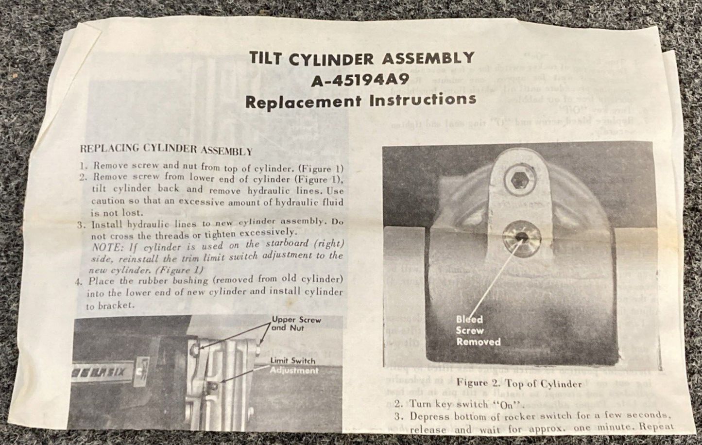 NEW GENUINE MERCURY 45194A18 TRIM CYLINDER OUTBOARD 150HP BLACK