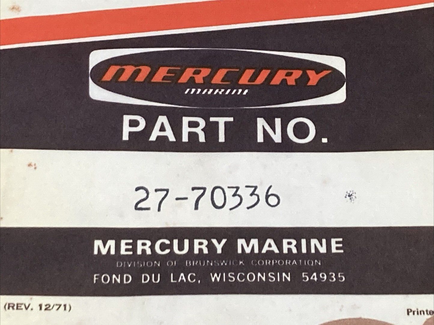 NEW GENUINE MERCURY 27-70336 GASKET