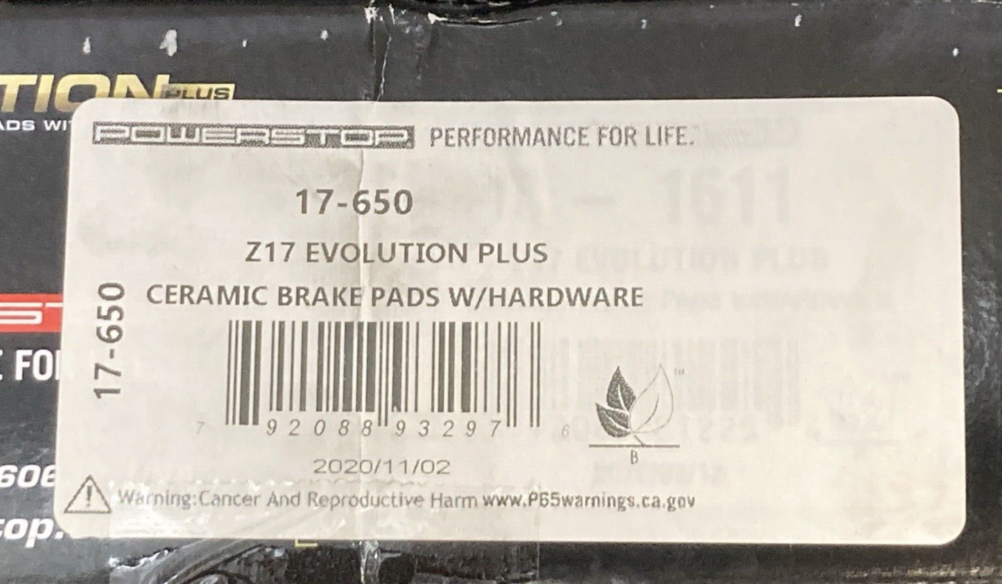 NEW POWER STOP 17-650 Z17 Brake Pad SET Low Evolution+ Ceramic Chyr Dodge Plym