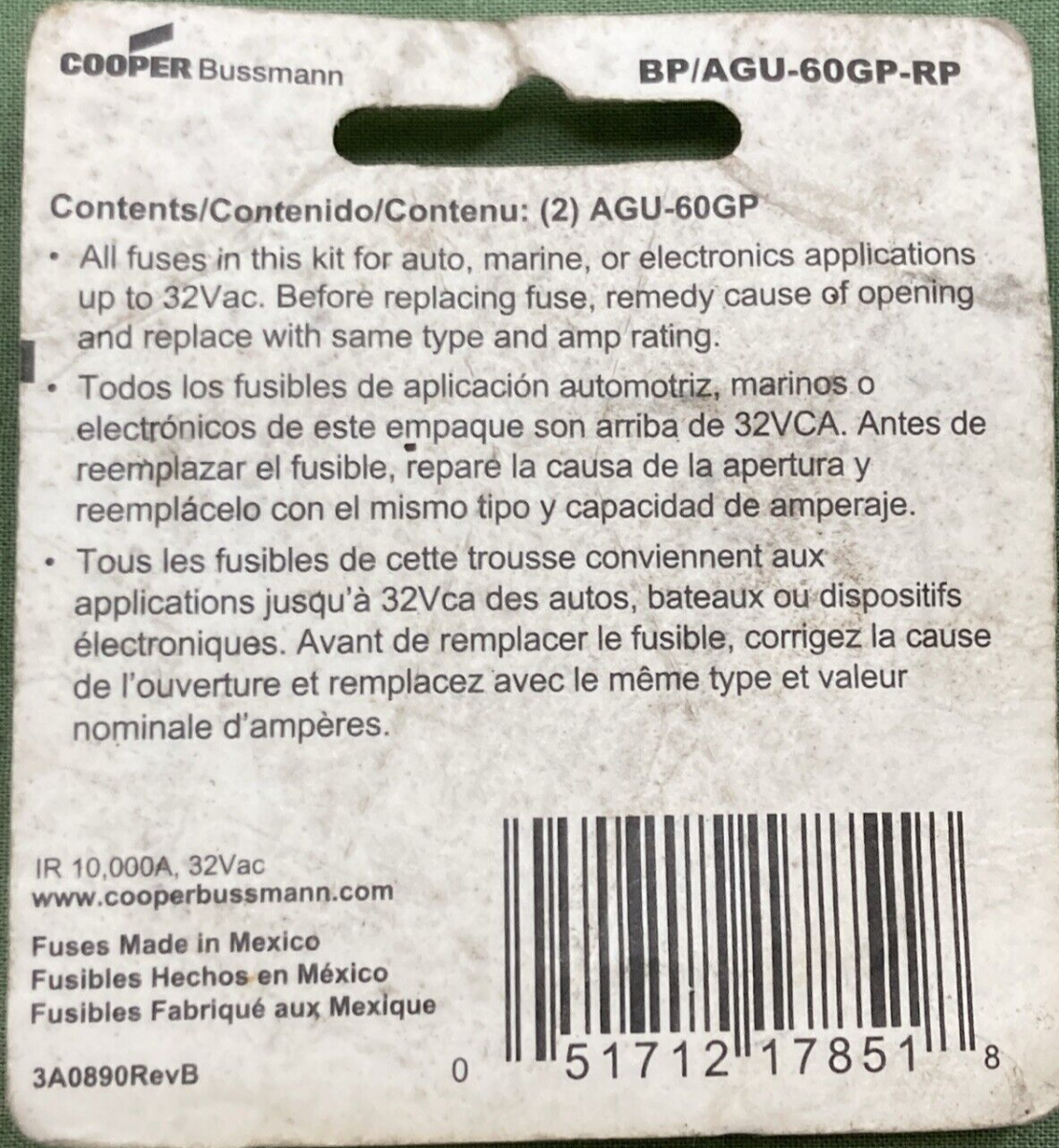QTY 2 NEW GENUINE BUSSMANN AGU-60GP-RP FUSES AGU 60 AMP GOLD-PLATED ENDS