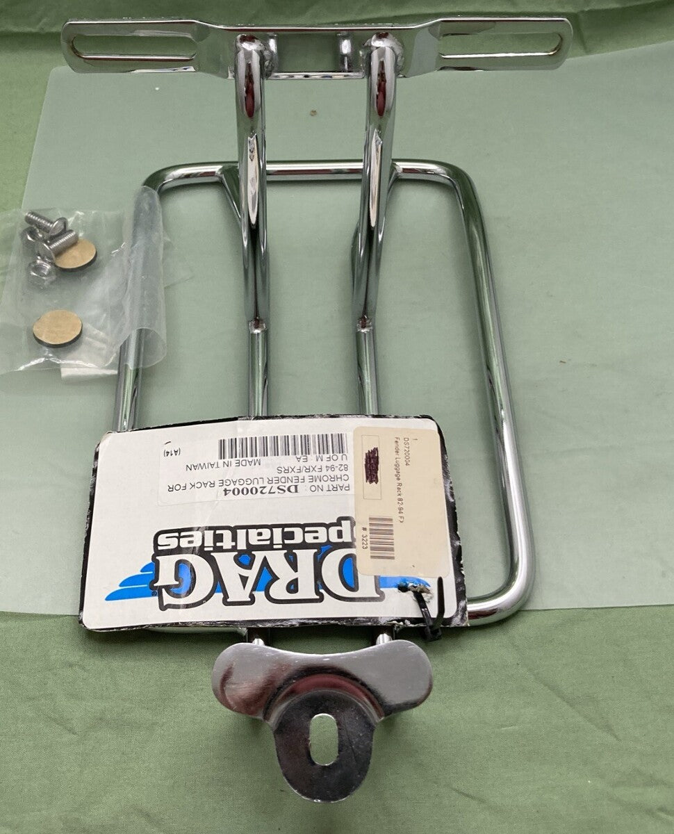 NEW GENUINE DRAG SPECIALTIES DS-720004 CHROME FENDER LUGGAGE RACK FXR/FXRS 82-94