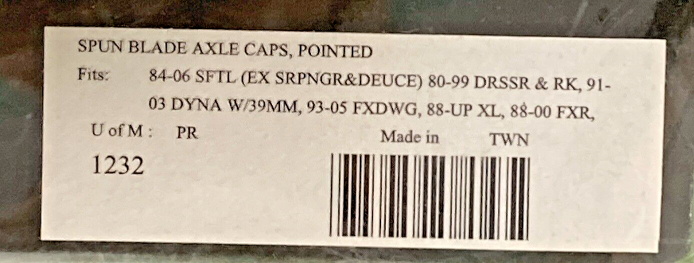 NEW GENUINE KURYAKYN 1232 SPUN BLADE AXLE CAPS POINTED