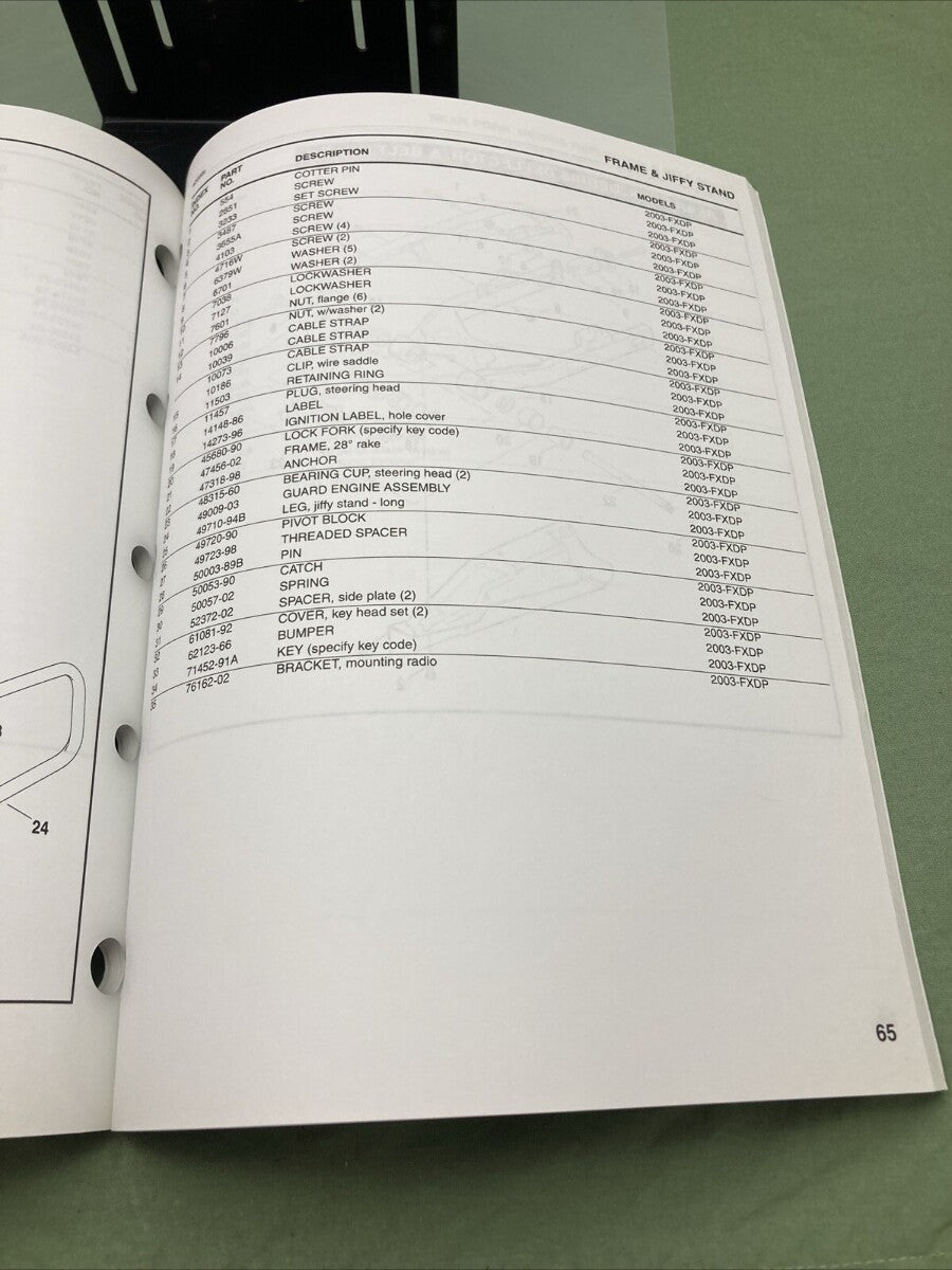 HARLEY DAVIDSON 99544-03 DYNA POLICE MODEL 2003 PARTS CATALOG