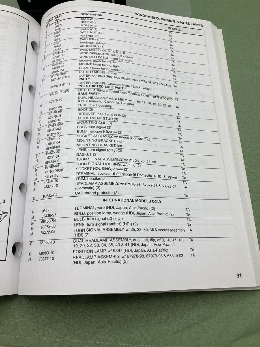 HARLEY DAVIDSON 99891-11 FLTRUSE MODEL 2011 PARTS CATALOG