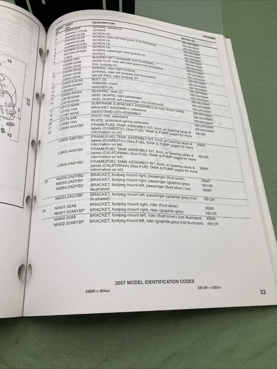 HARLEY DAVIDSON BUELL 99574-07Y FIREBOLT MODELS 2007 PARTS CATALOG