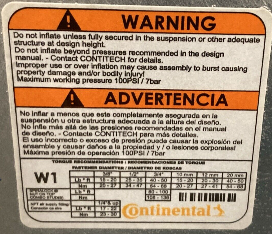 NEW GENUINE Contitech 64645 AIR SPRING BAG 10 10.5-15 P460 CT