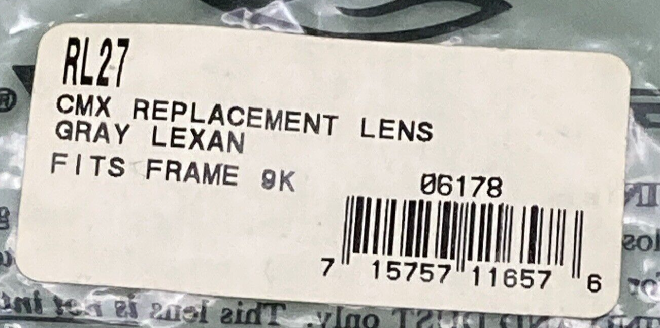 NEW SMITH RL27 CMX REPLACEMENT LENS GRAY LEXAN FITS FRAME 9K