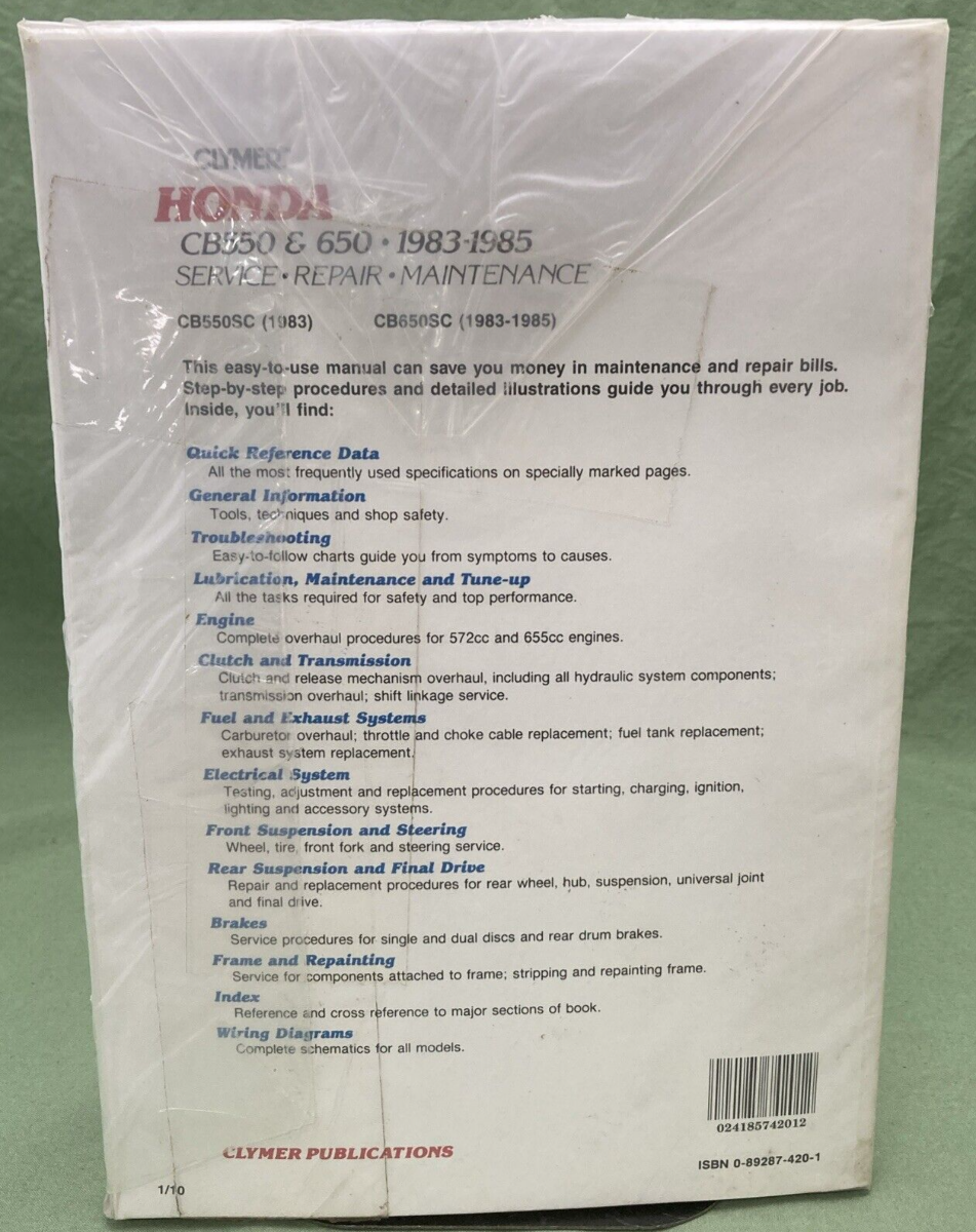 NEW CLYMER M345 HONDA CB550 & CB650 1983-1985