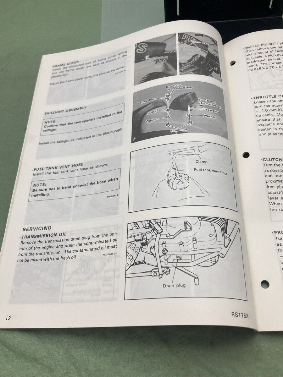 GENUINE SUZUKI MS-5001E-03 RS175X ASSEMBLY AND PRE-DELIVERY SERVICE GUIDE