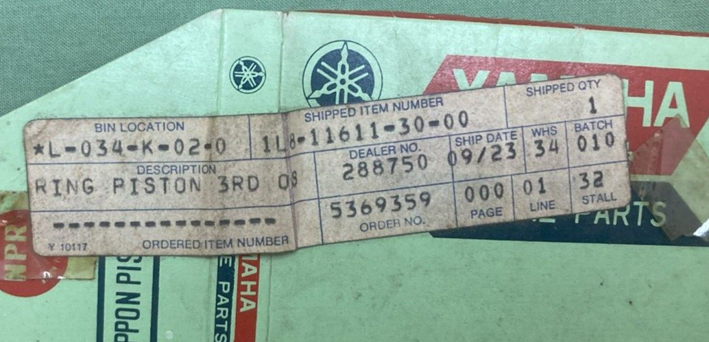 NEW GENUINE YAMAHA 1L8-11611-30 PISTON RING 3RD 0.75 O/S