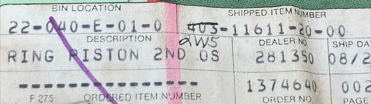 NEW GENUINE YAMAHA 403-11611-20 PISTON RING 2ND 0.50 O/S