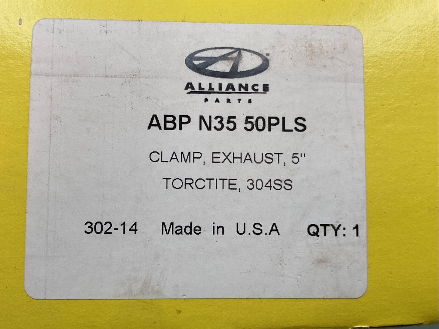 NEW GENUINE ALLIANCE ABP N35 50PLS CLAMP EXHAUST 5IN STAINLESS 304SS