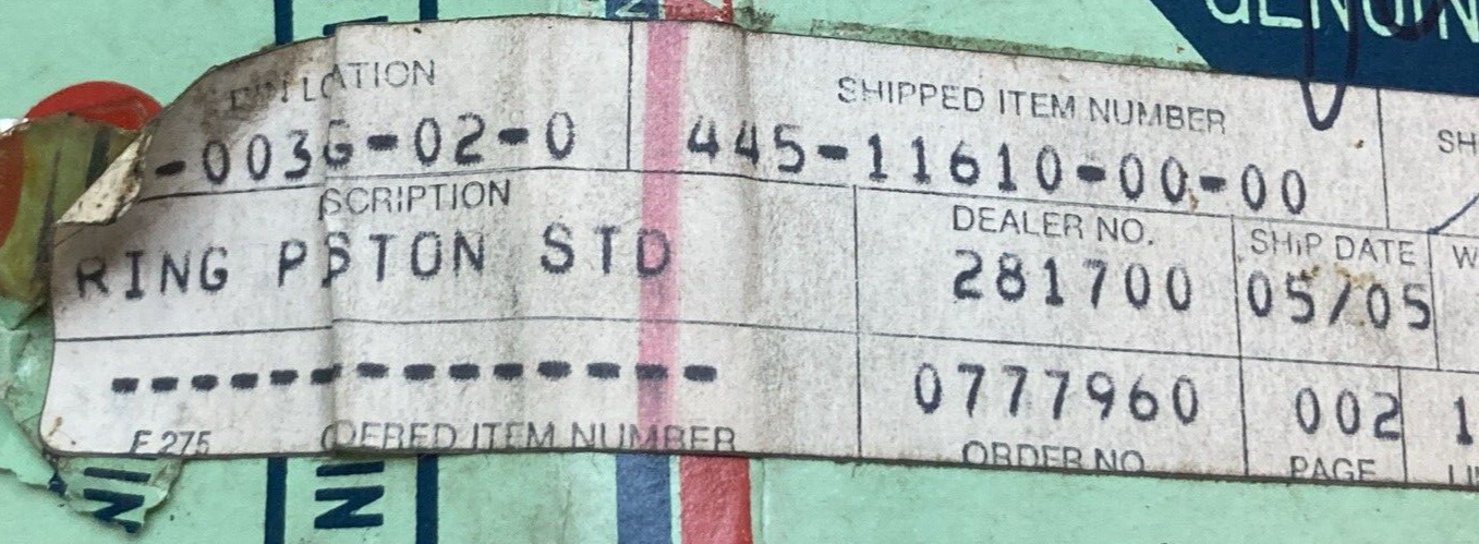 NEW GENUINE YAMAHA 445-11610-00 PISTON RING SET STD