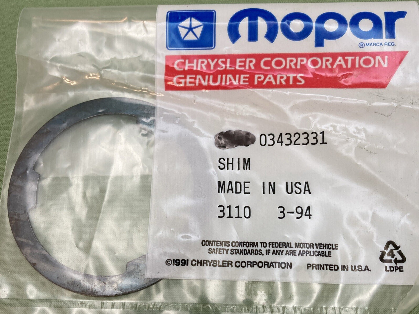 NEW GENUINE MOPAR 03432331 Drive Pinion Bearing Shim 2001-2011