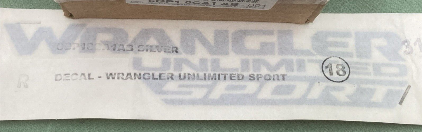 NEW GENUINE MOPAR 6GP10CA1AB DECAL "Wrangler Unlimited Sport" SILVER