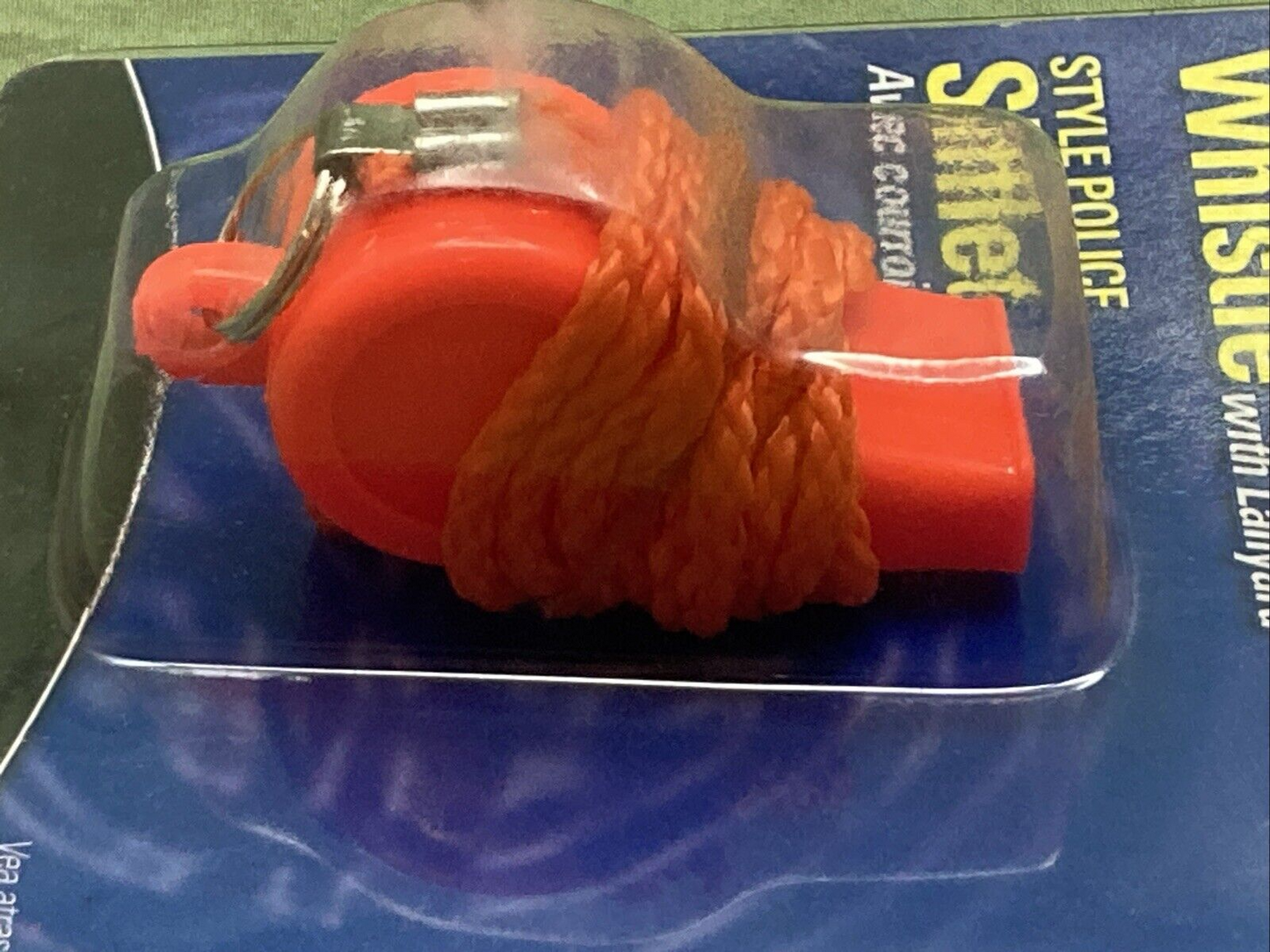 NEW MARPAC 7-0240 SAFETY WHISTLE POLICE-STYLE PLASTIC ORANGE W/ LANYARD