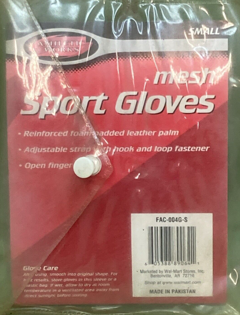 NEW ATHLETIC WORKS FAC-004G-S MESH SPORTS GLOVES LEATHER PALMS BLACK