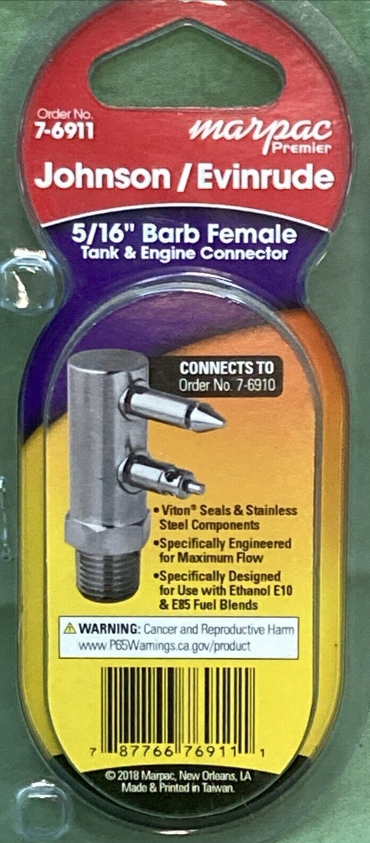NEW GENUINE MARPAC 7-6911 TANK & ENGINE CONNECTOR 5/16" FEMALE
