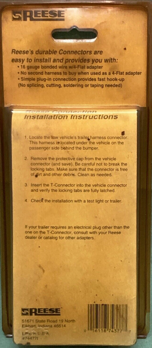 NEW GENUINE REESE 74477 TRAILER WIRING FITS HONDA ISUZU