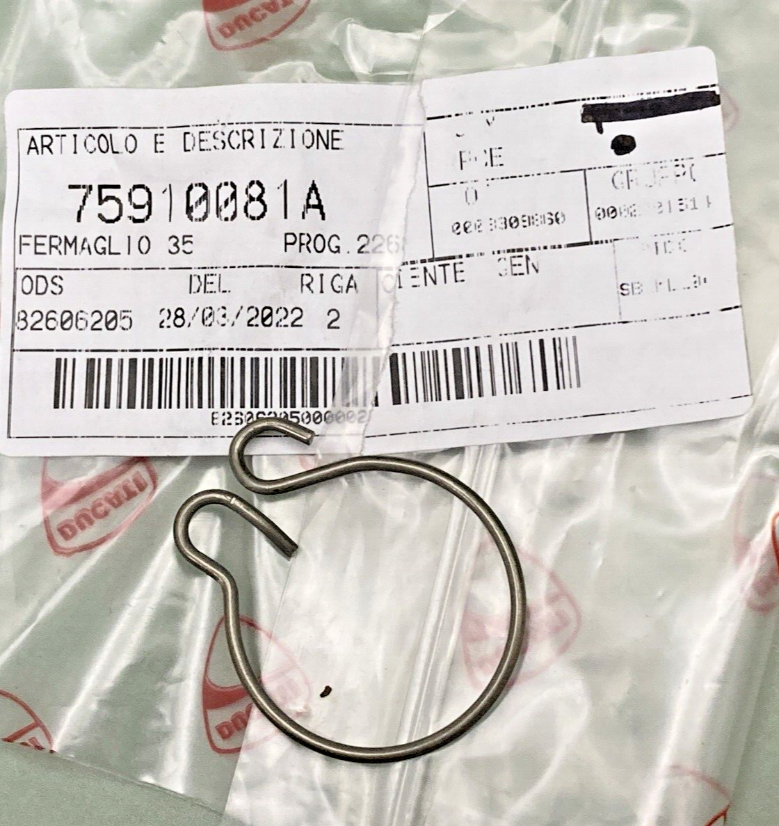 NEW GENUINE DUCATI 75910081A RETAINER 35MM