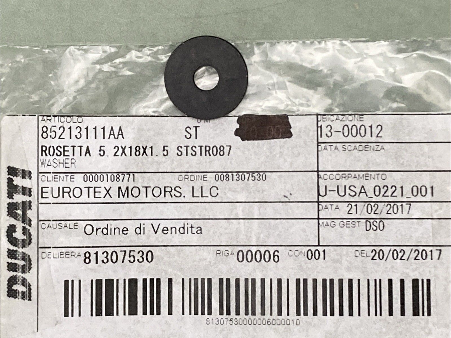 NEW GENUINE DUCATI 85213111AA WASHER 2X18X1.5