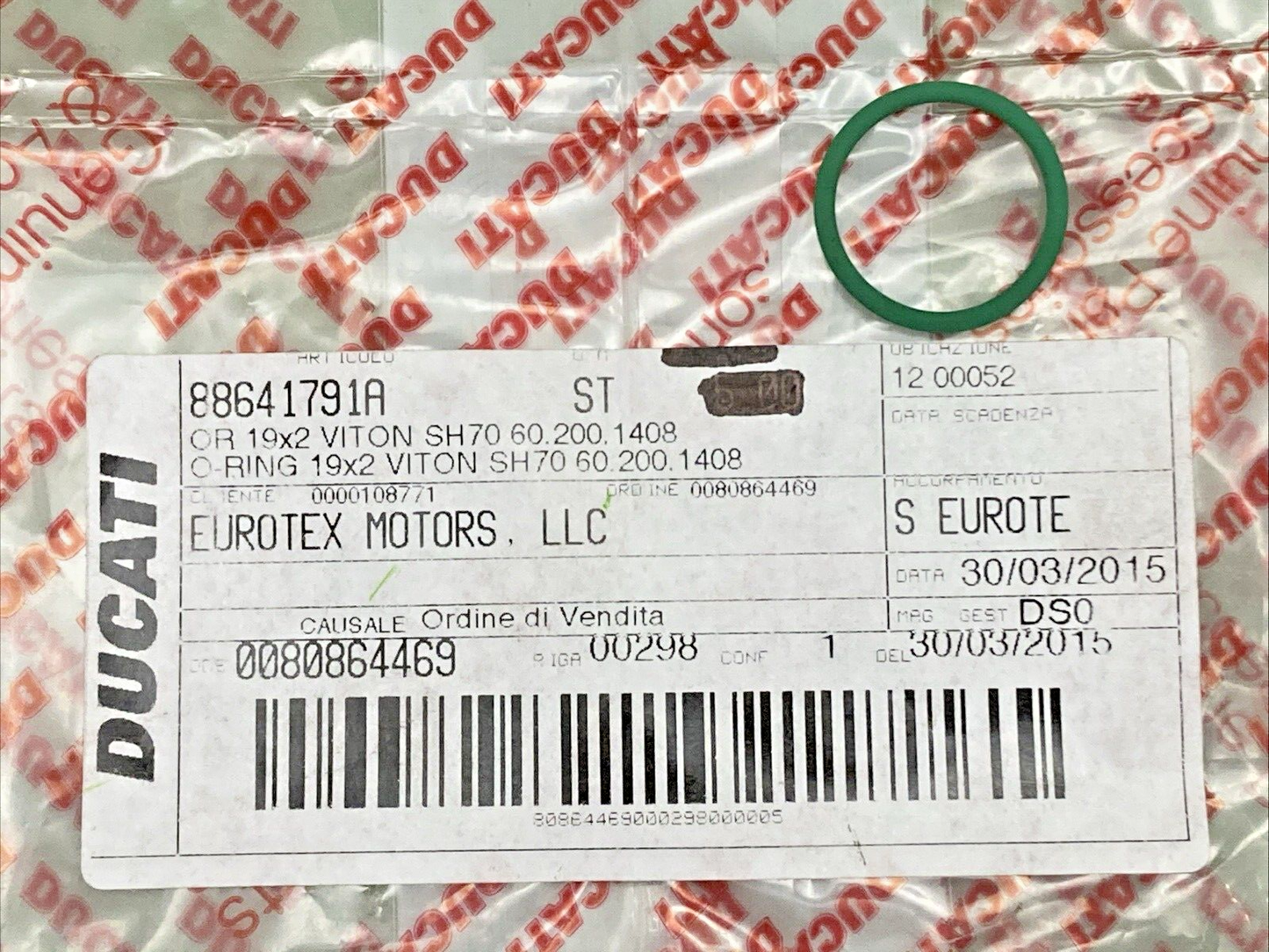 NEW GENUINE DUCATI 88641791A O-RING 19x2